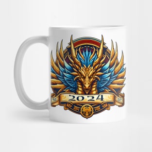 Wooden Gold Blue Dragon 2024 No.4 Mug